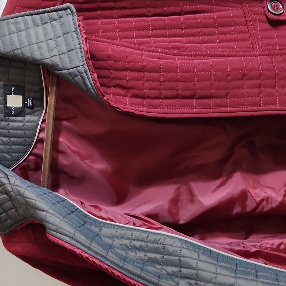 Gallery, Womens, Quilted Zip Coat, Maroon, Red and Pewter - Picture 11 of 14